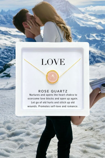 Rose Quartz Necklace ,Valentines Day gift, Love necklace, Gift for Her, Self Love Gift, Rose Quartz Pendant, Rose Crystal Necklace