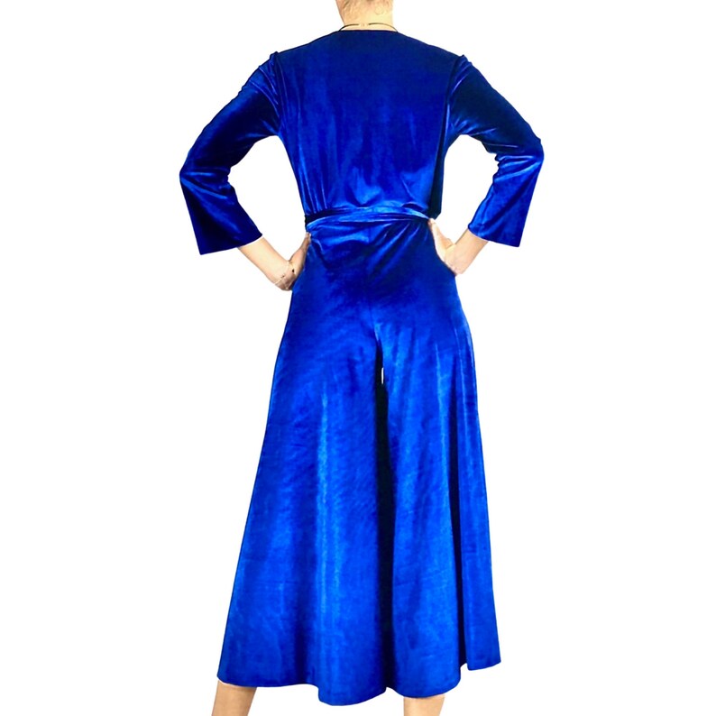 Holiday Pajamas, Renaissance Dress, Velvet Jumpsuit, Formal Jumpsuit, Velvet Robe, Sexy sleepwear, Blue Velvet Dress