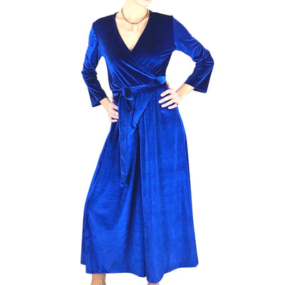 Holiday Pajamas, Renaissance Dress, Velvet Jumpsuit, Formal Jumpsuit, Velvet Robe, Sexy sleepwear, Blue Velvet Dress