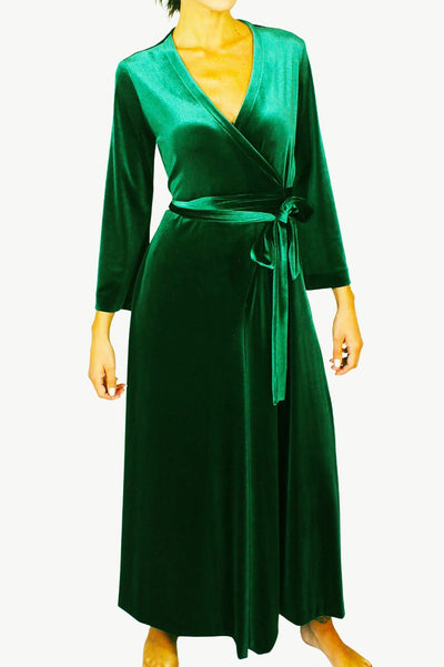 Velvet Dressing Gown in Emerald Green- Velvet Jumpsuit-Jumpsuit Women-Sexy Jumpsuit-Loungewear-Dressing Gown Women-Lounge Set-Hollywood Robe