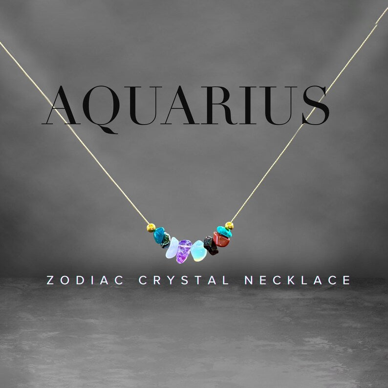 Aquarius Necklace Crystal Zodiac Necklace Personalized Minimalist Jewelry Gift, Aquarius Gift, Astrology Gifts, Zodiac Gift,Aquarius Jewelry