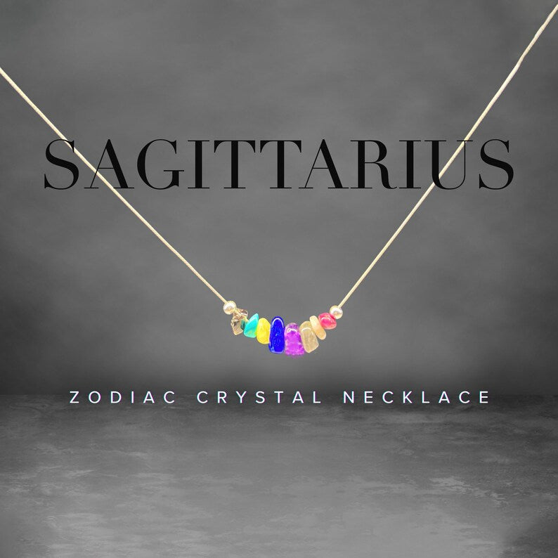 Sagittarius Necklace Raw Crystals Zodiac Sign Astrology Choker Crystal Jewelry Sagittarius Gift, Astrology Gifts, Zodiac Gift, Sagittarius