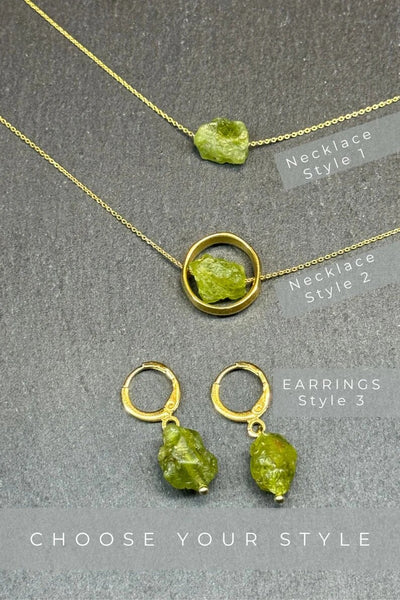 Raw Peridot Earrings, Peridot Gift, Peridot Necklace, Peridot Set, Raw Crystal Gift, Spring Gifts, Spring Necklace, Peridot Necklace