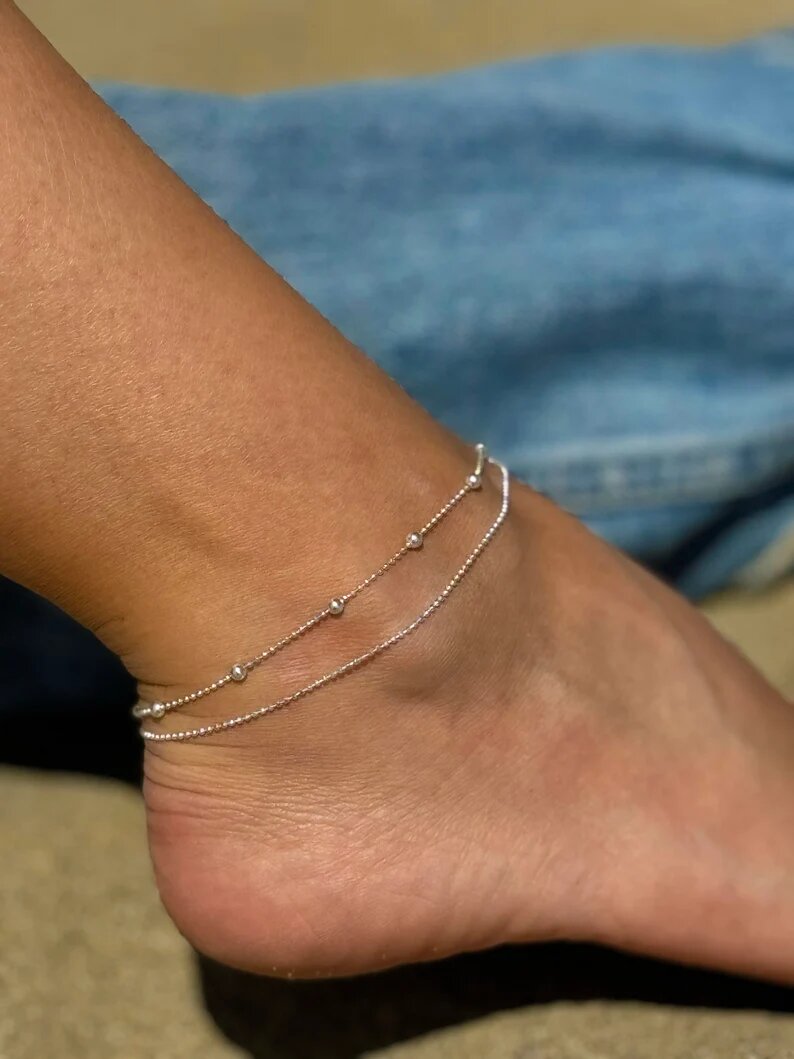 Sterling Silver Anklet, ankle bracelet, silver ankle bracelet, birthday gift, gift for her anklet, anklets, boho Jewelry, silver anklet,