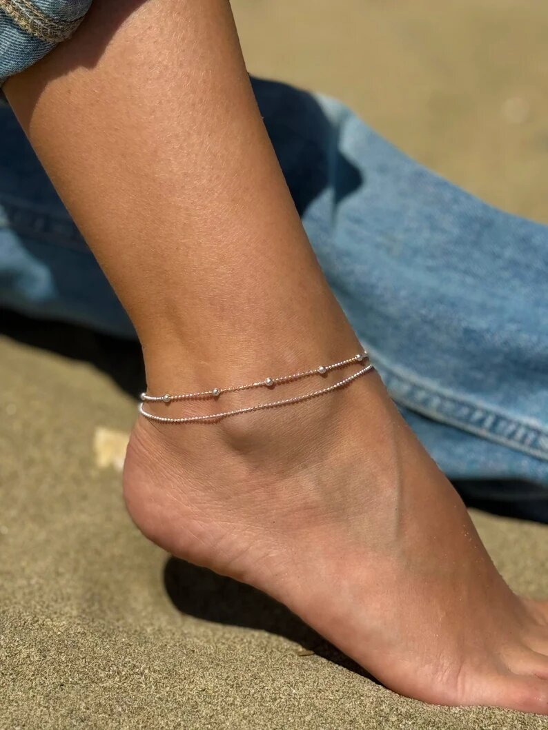 Sterling Silver Anklet, ankle bracelet, silver ankle bracelet, birthday gift, gift for her anklet, anklets, boho Jewelry, silver anklet,