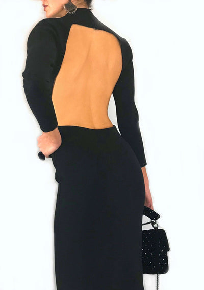 Cut Out Back Dress- Open Back Dress - Black Backless Dress- Dress- Black Formal Dress- Minimalist Dress-Celebrity Style-Prom dress-Handmade