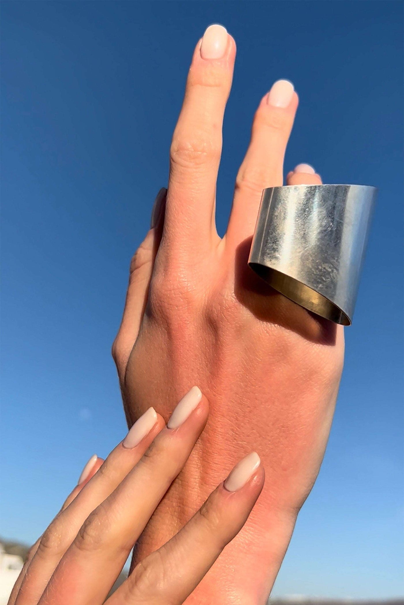 Extra Large Silver 3D Ring Oversized Silver Ring Large Silver Statement Ring Summer Ring Full Finger Ring Silver Tube ring XXL Ring,