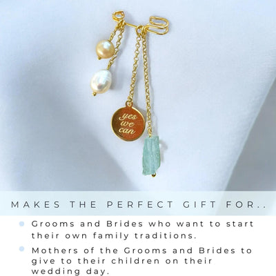 Elegant 'Something Blue' wedding charm, a thoughtful keepsake for gay and lesbian couples. Perfect as a groom gift or a special token for queer weddings.